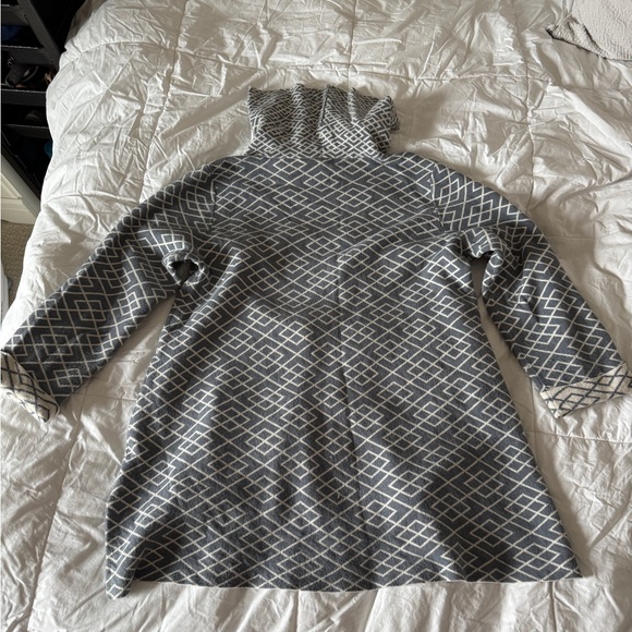 Anthropologie Moth Galena Cowl Neck Geometric Sweater Gray White Alpaca Blend L - Picture 11 of 14